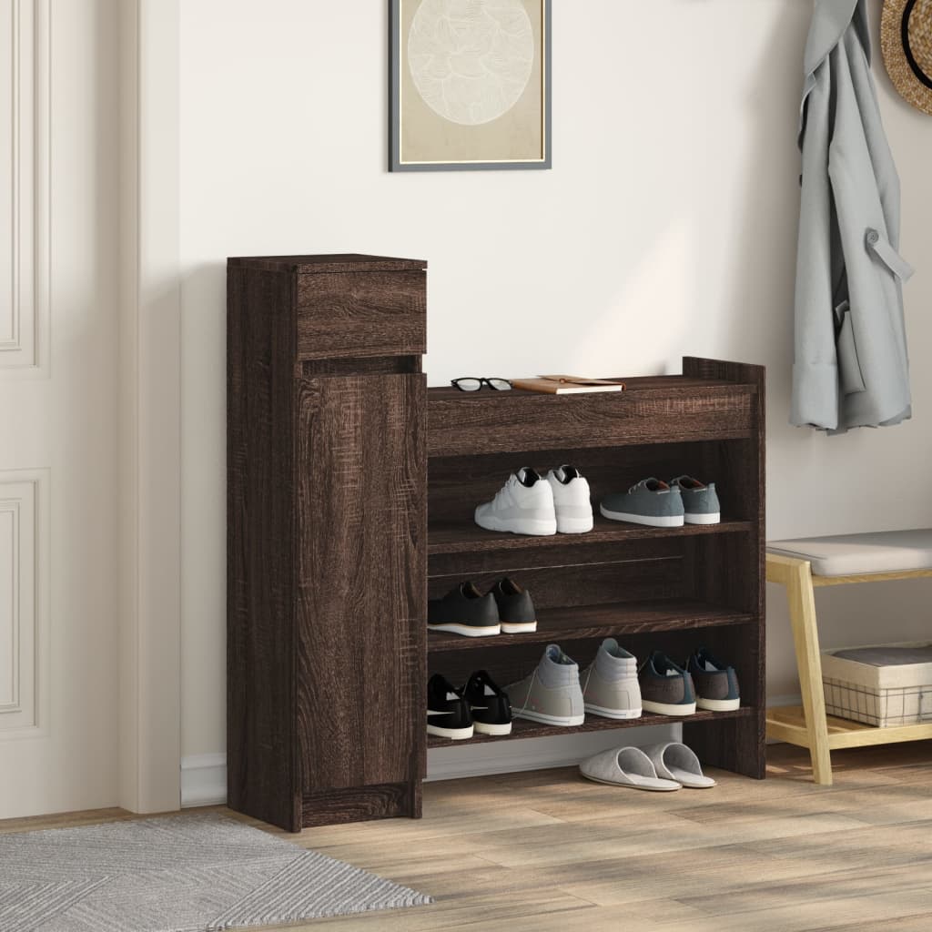 Shoe Cabinet Brown Oak 100.5x28x100 cm Engineered Wood - Shoe Racks & Organisers