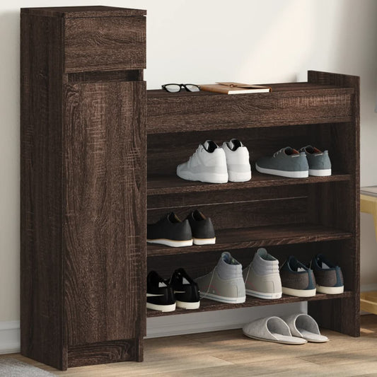 Shoe Cabinet Brown Oak 100.5x28x100 cm Engineered Wood - Shoe Racks & Organisers