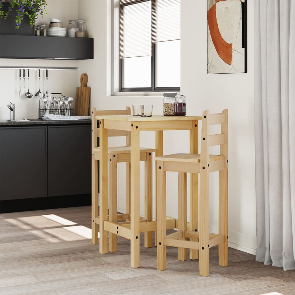 3 Piece Bar Set Solid Wood Pine - Kitchen & Dining Furniture Sets