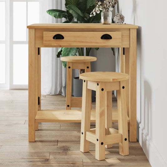 Bar Stools 2 pcs Solid Wood Pine - Kitchen & Dining Furniture Sets
