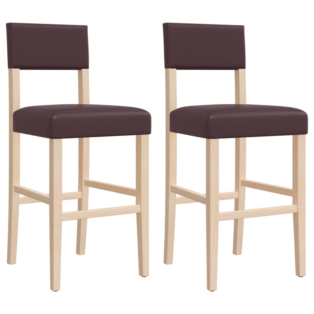 Bar Chairs 2 pcs Solid Wood Rubber and Faux Leather - Table & Bar Stools
