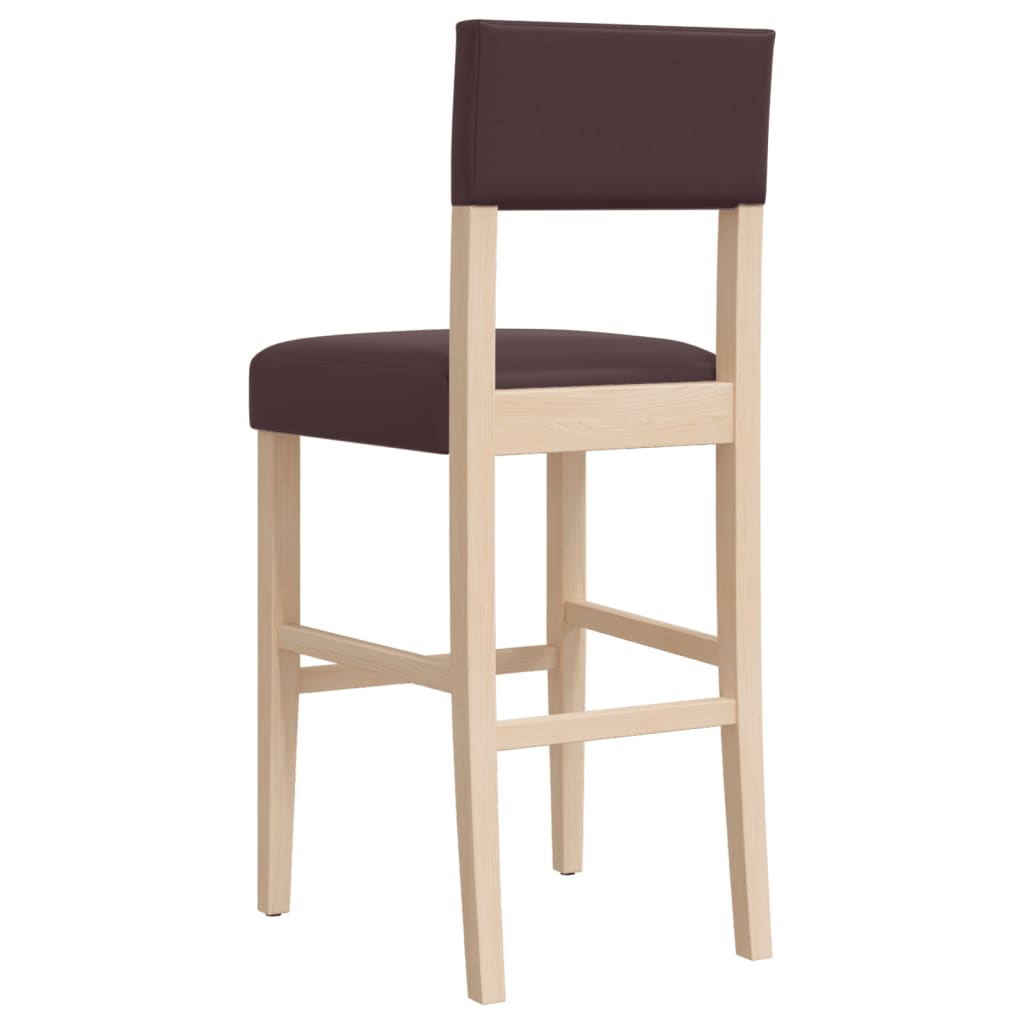 Bar Chairs 2 pcs Solid Wood Rubber and Faux Leather - Table & Bar Stools