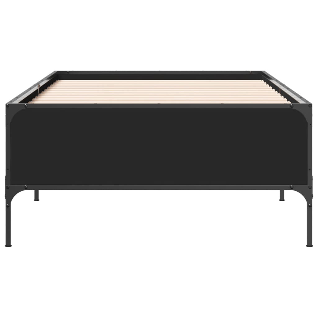 Bed Frame Black 75x190 cm Small Single Engineered Wood and Metal - Beds & Bed Frames
