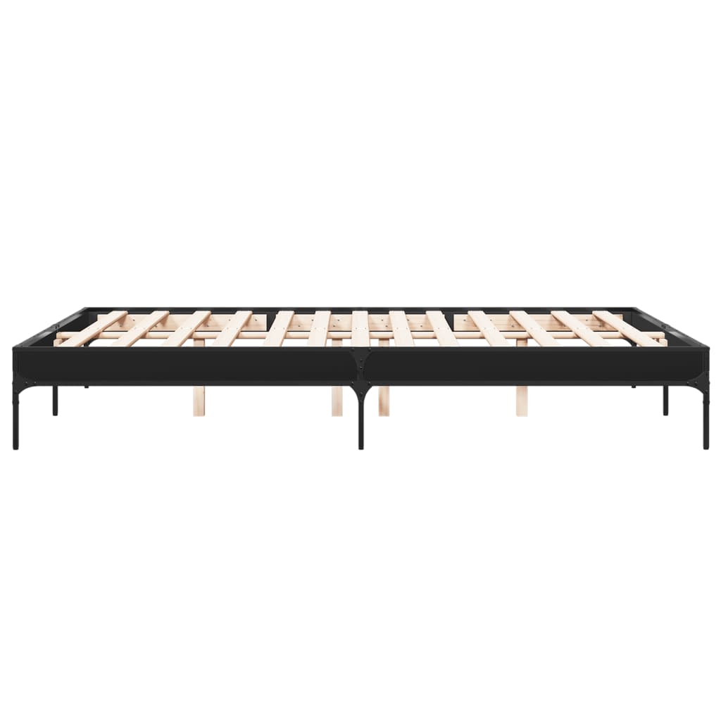 Bed Frame Black 140x200 cm Engineered Wood and Metal - Beds & Bed Frames