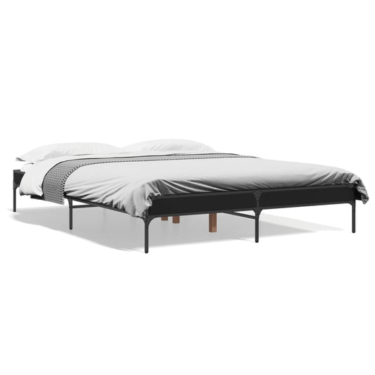Bed Frame Black 140x200 cm Engineered Wood and Metal - Beds & Bed Frames