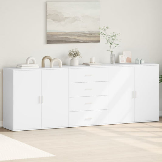 Sideboards 3 pcs White Engineered Wood - Buffets & Sideboards