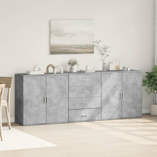 Sideboards 3 pcs Concrete Grey Engineered Wood - Buffets & Sideboards