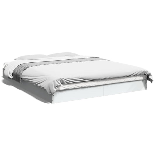 Bed Frame White 160x200 cm Engineered Wood - Beds & Bed Frames