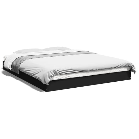 Bed Frame Black 150x200 cm King Size Engineered Wood - Beds & Bed Frames