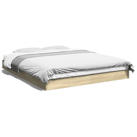 Bed Frame Sonoma Oak 150x200 cm King Size Engineered Wood - Beds & Bed Frames