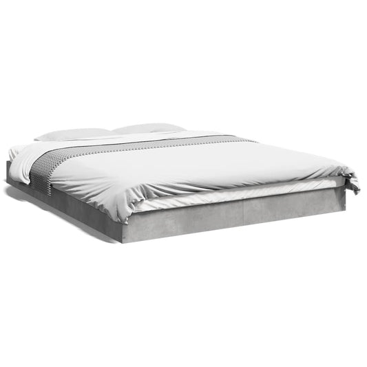Bed Frame Concrete Grey 150x200 cm King Size Engineered Wood - Beds & Bed Frames