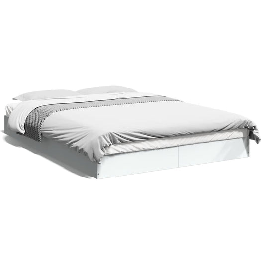 Bed Frame White 140x200 cm Engineered Wood - Beds & Bed Frames
