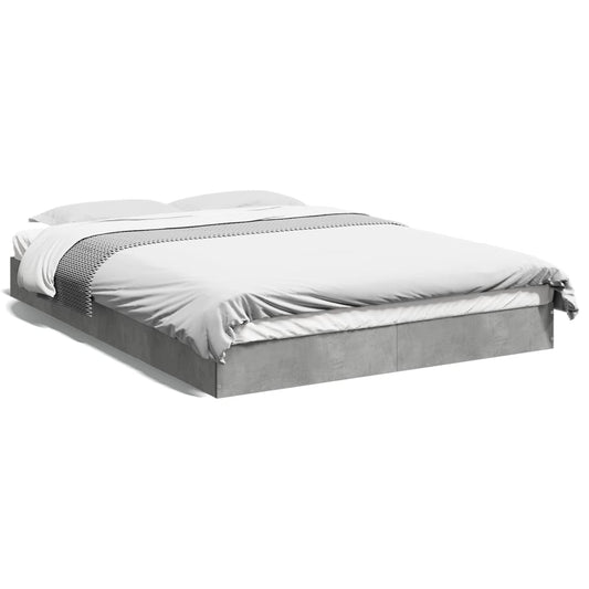 Bed Frame Concrete Grey 120x190 cm Small Double Engineered Wood - Beds & Bed Frames