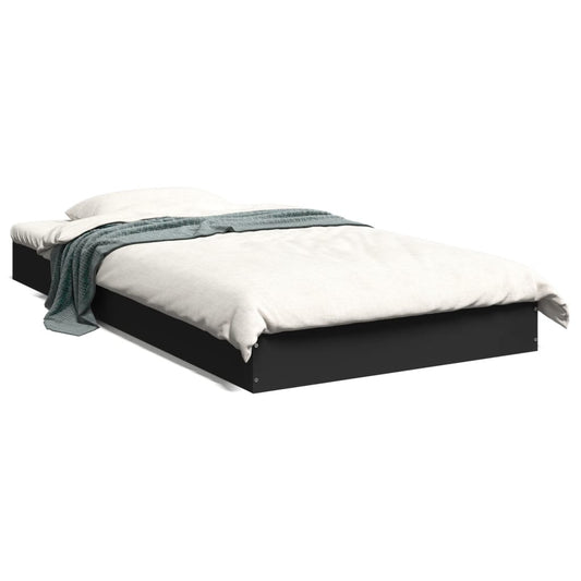 Bed Frame Black 90x190 cm Single Engineered Wood - Beds & Bed Frames