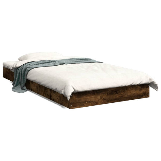 Bed Frame Smoked Oak 90x190 cm Single Engineered Wood - Beds & Bed Frames