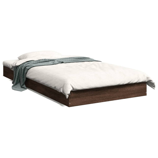 Bed Frame Brown Oak 90x190 cm Single Engineered Wood - Beds & Bed Frames
