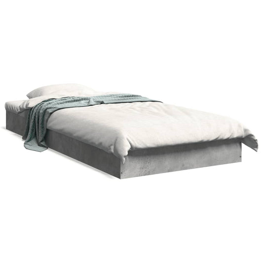 Bed Frame Concrete Grey 75x190 cm Small Single Engineered Wood - Beds & Bed Frames