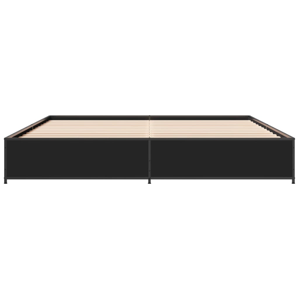 Bed Frame Black 180x200 cm Super King Engineered Wood and Metal - Beds & Bed Frames