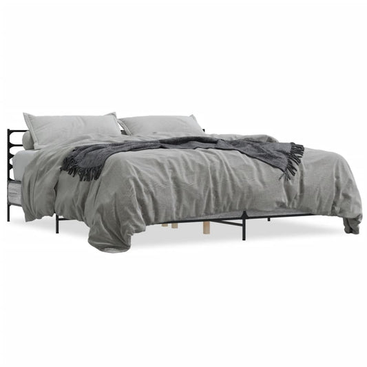 Bed Frame Grey Sonoma 180x200 cm Super King Engineered Wood and Metal - Beds & Bed Frames