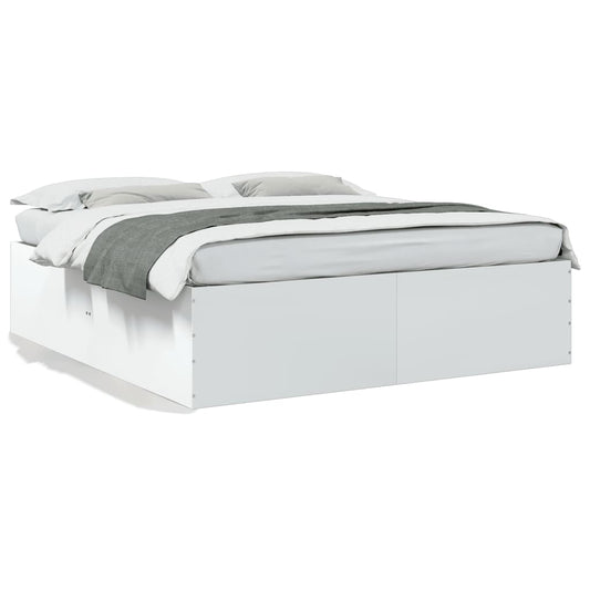 Bed Frame White 180x200 cm Super King Engineered Wood - Beds & Bed Frames