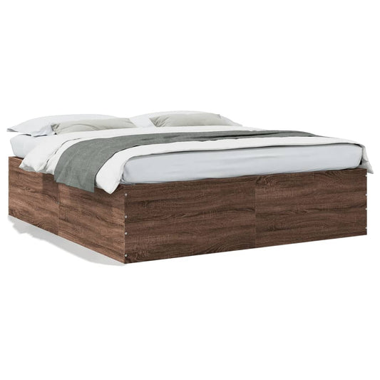 Bed Frame Brown Oak 180x200 cm Super King Engineered Wood - Beds & Bed Frames
