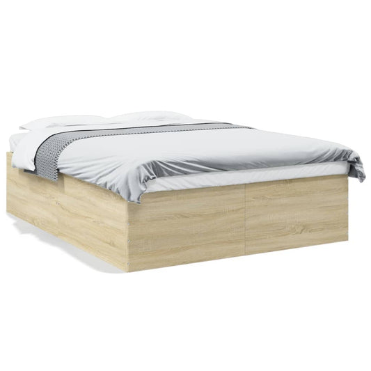 Bed Frame Sonoma Oak 150x200 cm King Size Engineered Wood - Beds & Bed Frames