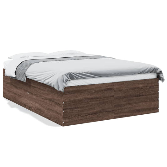 Bed Frame Brown Oak 140x200 cm Engineered Wood - Beds & Bed Frames