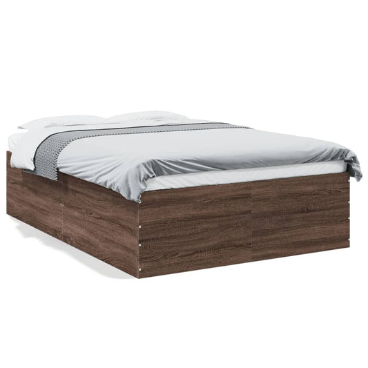 Bed Frame Brown Oak 135x190 cm Double Engineered Wood - Beds & Bed Frames