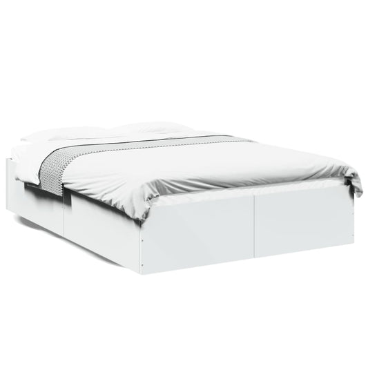 Bed Frame White 140x200 cm Engineered Wood - Beds & Bed Frames