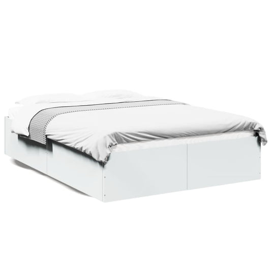 Bed Frame White 120x200 cm Engineered Wood - Beds & Bed Frames