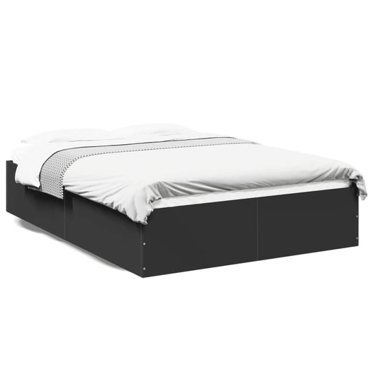 Bed Frame Black 135x190 cm Double Engineered Wood - Beds & Bed Frames