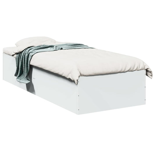 Bed Frame White 90x200 cm Engineered Wood - Beds & Bed Frames
