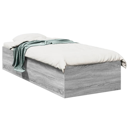Bed Frame Grey Sonoma 90x190 cm Single Engineered Wood - Beds & Bed Frames