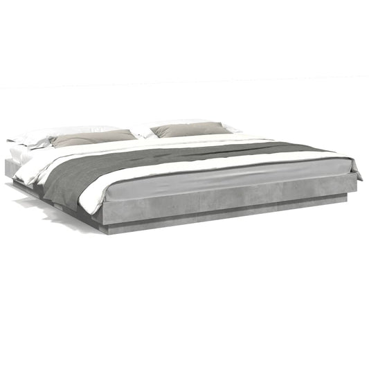 Bed Frame Concrete Grey 200x200 cm Engineered Wood - Beds & Bed Frames