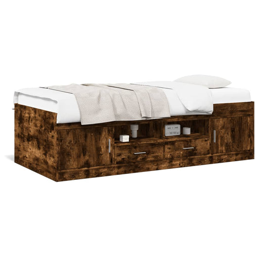 Daybed with Drawers Smoked Oak 90x200 cm Engineered Wood - Beds & Bed Frames