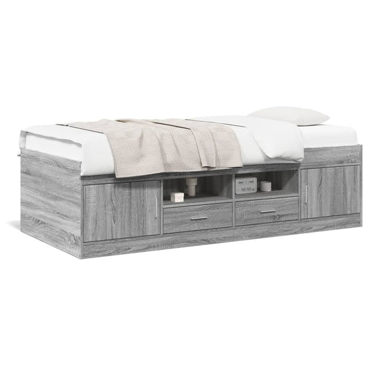 Daybed with Drawers Grey Sonoma 90x190 cm Engineered Wood - Beds & Bed Frames