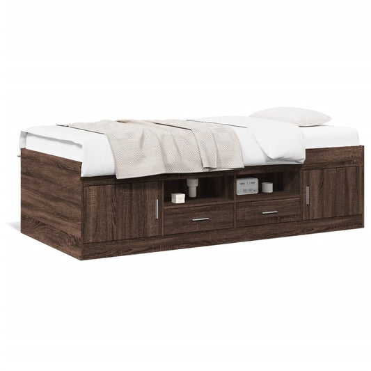 Daybed with Drawers Brown Oak 90x190 cm Engineered Wood - Beds & Bed Frames