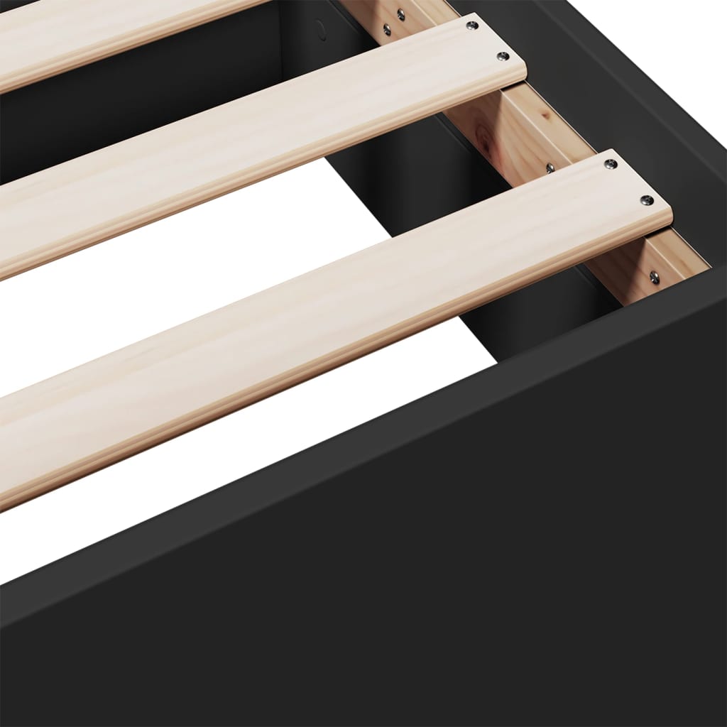 Bed Frame with Drawers Black 90x190 cm Single Engineered Wood - Beds & Bed Frames