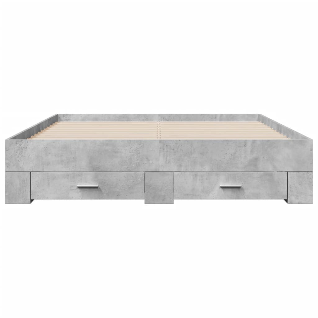 Bed Frame with Drawers Concrete Grey 160x200 cm Engineered Wood - Beds & Bed Frames