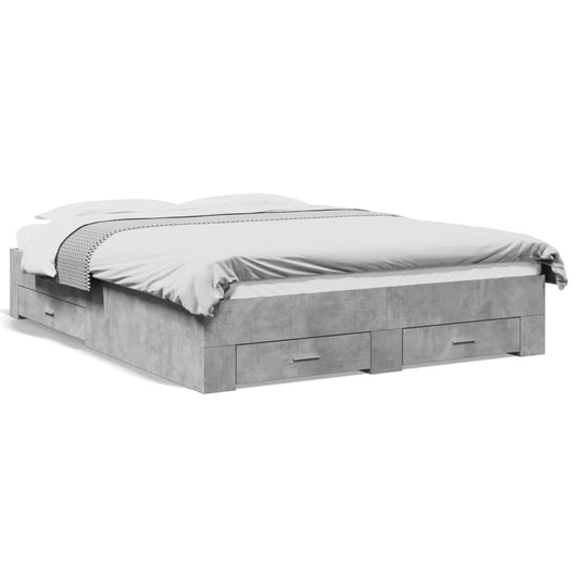 Bed Frame with Drawers Concrete Grey 160x200 cm Engineered Wood