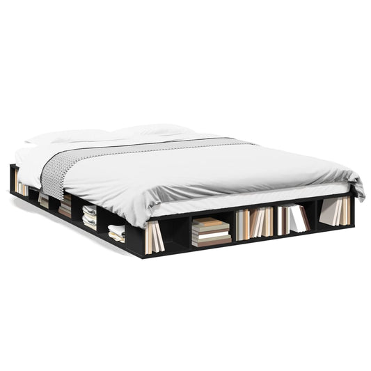 Bed Frame Black 160x200 cm Engineered Wood - Beds & Bed Frames