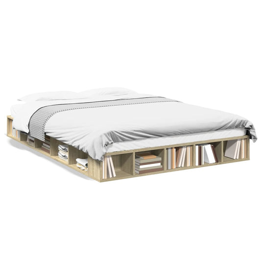 Bed Frame Sonoma Oak 140x200 cm Engineered Wood - Beds & Bed Frames