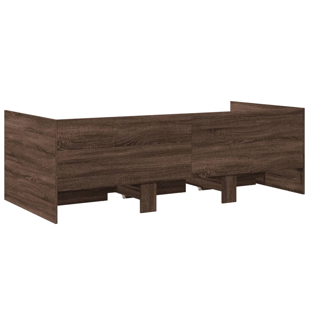 Daybed with Drawers Brown Oak 90x200 cm Engineered Wood - Beds & Bed Frames