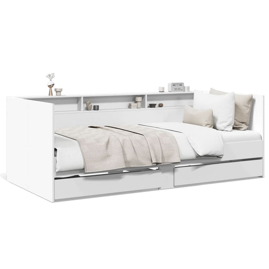 Daybed with Drawers White 90x200 cm Engineered Wood