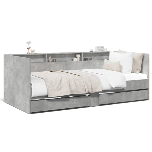 Daybed with Drawers Concrete Grey 90x200 cm Engineered Wood - Beds & Bed Frames