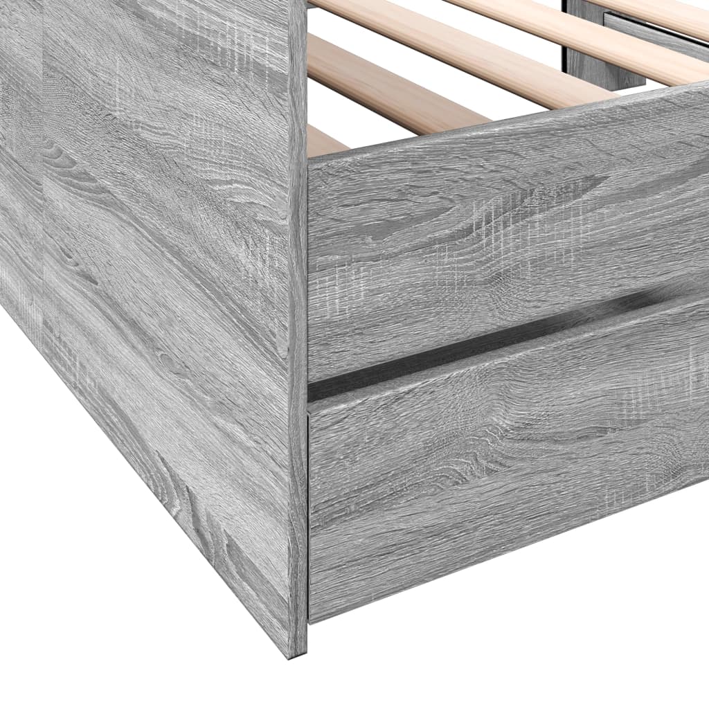 Daybed with Drawers Grey Sonoma 90x200 cm Engineered Wood - Beds & Bed Frames