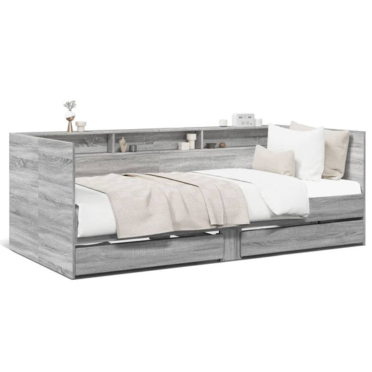 Daybed with Drawers Grey Sonoma 90x200 cm Engineered Wood