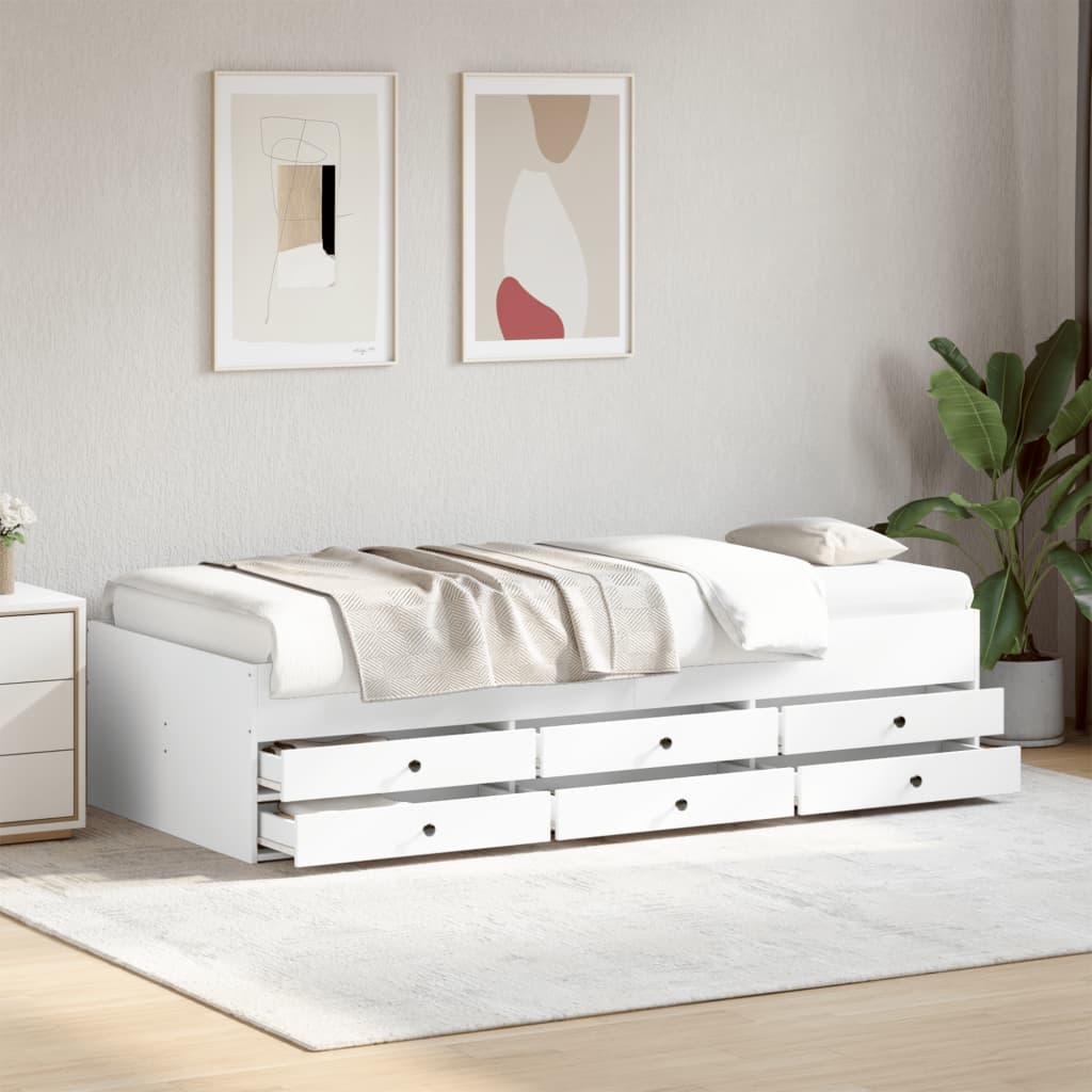 Daybed with Drawers White 90x200 cm Engineered Wood - Beds & Bed Frames
