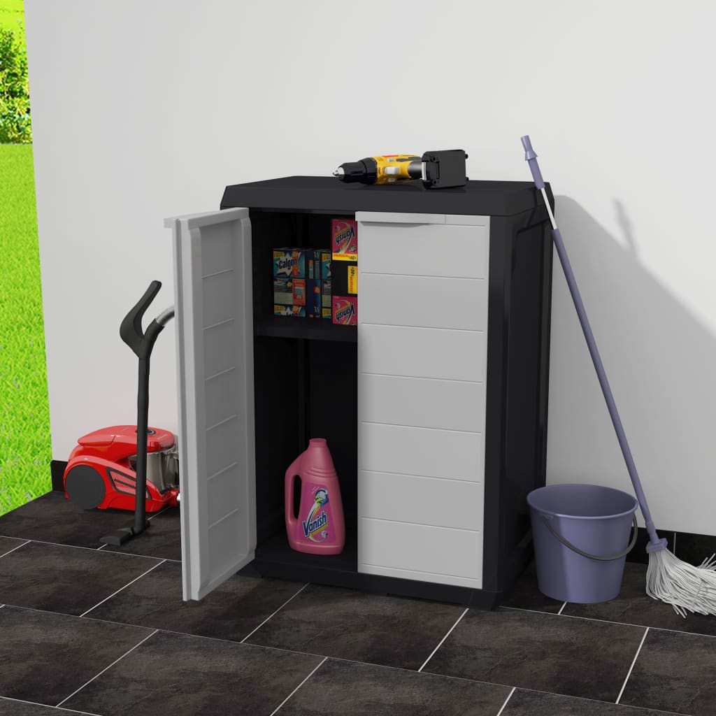 Garden Storage Cabinet with 1 Shelf Black and Grey - Storage Cabinets & Lockers