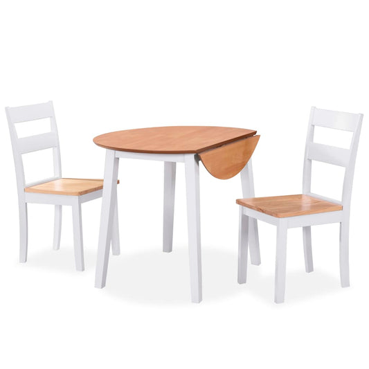 Dining Set 3 Pieces MDF and Rubberwood White - Kitchen & Dining Furniture Sets